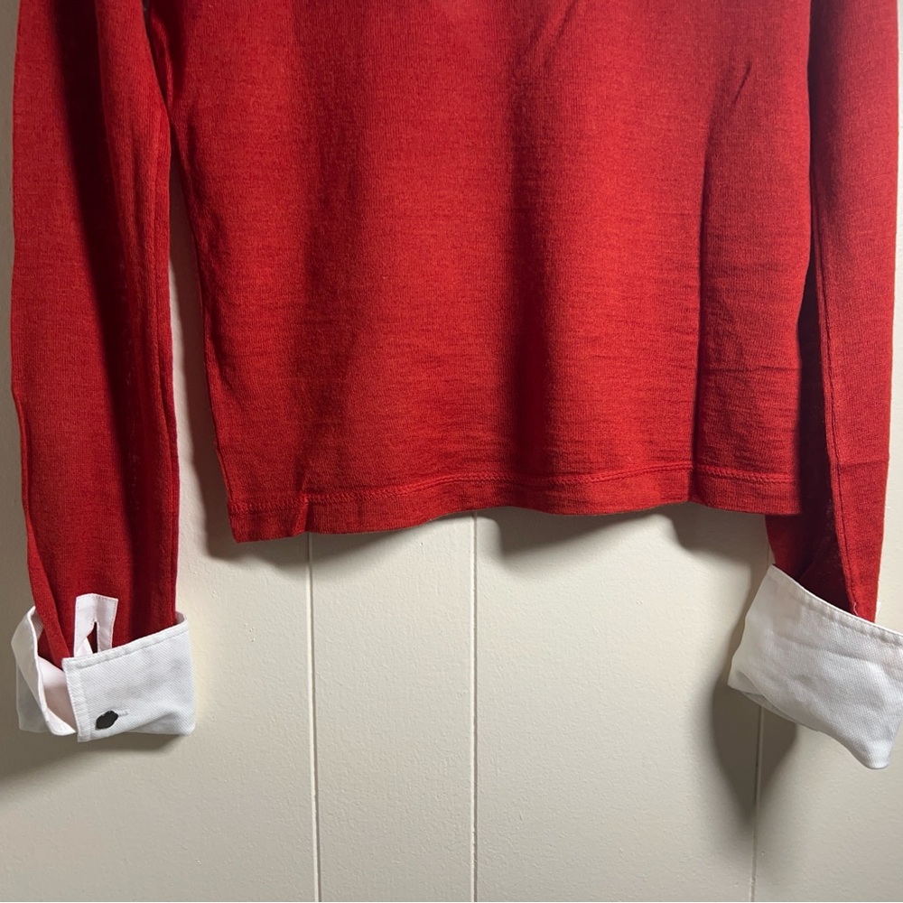 Vintage Style Red Collared Knit Top XL Bonnie & Billy Preppy Cottagecore - Picture 6 of 11